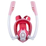 Maschera subacquea per adulti e bambini, maschera subacquea, maschera completa con boccaglio, set da snorkeling per adulti (stile K2 per bambini (rosa)