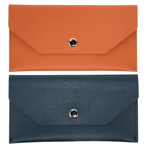 Healvian Lot de 2 enveloppes pour Argent Liquide : Pochette Fine en Similicuir, Mini Portefeuille à Budget, Pochette rétro pour Homme
