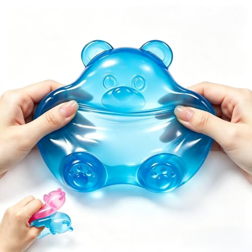 1 Pack Gummy Bear Squishy Fidget Toy Sensory Stress Ball for Adults Kids Funny Stress Relief Squishy Toy Autism Sensory Fidget Toy (Blue)