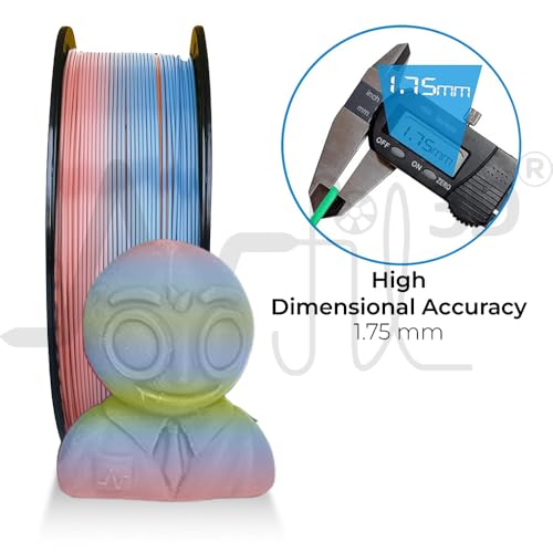 Image of NFIL3D 1KG Net HS PLA+ Silk Rainbow Filaments for 3D Printer| 1.75mm| Accuracy - + /- 0.015mm | 1000g 3D Filament, 250g Spool & 350g Packaging Weight (Total Weight 1.6KG) | (3.52 lbs)