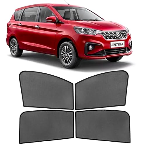 Image of AutoStory Custom Fit Black Mesh Car Sunshade for Ertiga 2019-2024 | UV & Heat Protection Car Window Curtains | Privacy Car Sun Shade | Breathable Vehicle Specific Side Window Shades