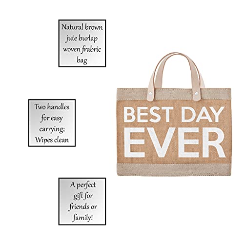 Image of Santa Barbara Design Studio Wedding Collection Waterproof Jute Tote Bag, Mini, Best Day Ever