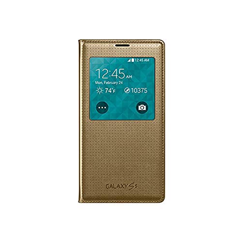 Samsung Galaxy S5 S View Flip Cover Case - Retail Packaging - Copper Gold