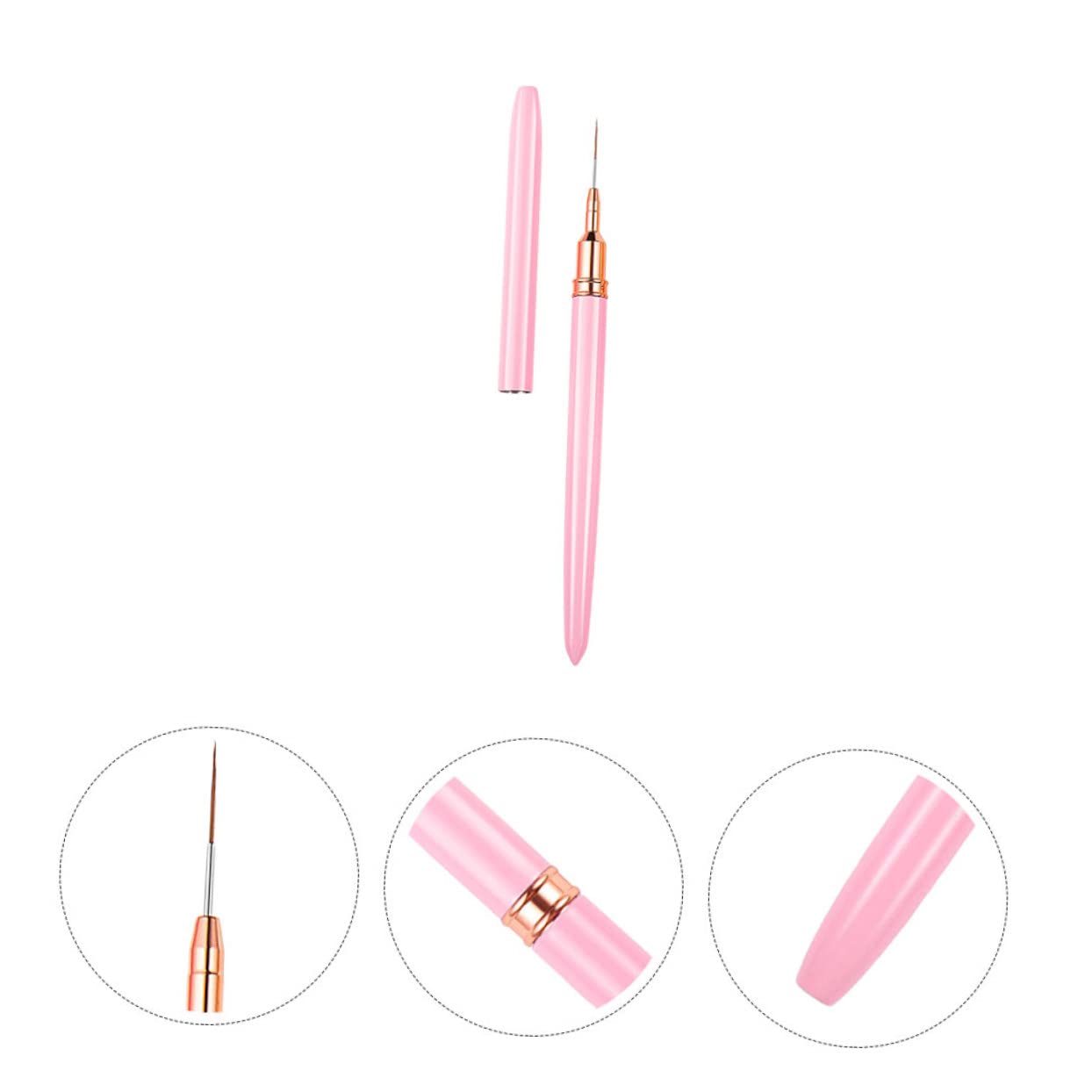 Pink Nail Art Brush for Beginners, Lightweight Fiber Copper Painting Pen