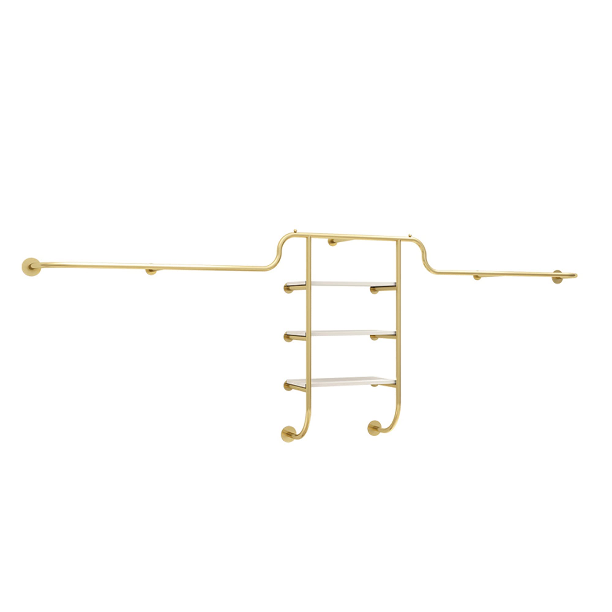 Wall-Mounted Clothes Rails Industrial Detachable Hanging rods Clothes Display Racks with Three-Layer Shelves Coat Racks in loft Design