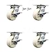 Heavy Duty Large Top Plate Nylon Swivel Caster w/Main. Free Bearings Set 4 w/5" x 2" White Wheels - Includes 2 Swivel with Brakes and Bolt on Swivel Locks & 2 Swivel with Brakes - Service Caster Brand