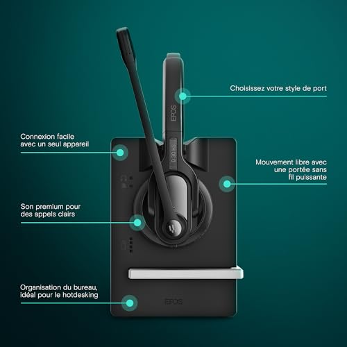 Casque DECT EPOS Impact D 30 softphone et fixe pour des appels professionnels clairs