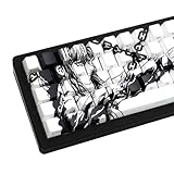 PBT Material Cherry Profile Japanese White Chains Custom Shine Through Backlit Keycaps 75 Percent,131Key Shine-Through Side-Engraved Custom Keycaps Set for Mechanical Keyboard