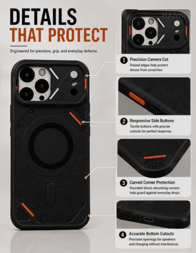 Image of iPhone 13 Pro Case Cover | Premium Compatible Mag-Safe Style Shockproof Back Cover for iPhone 13 Pro | Camera Protection Mobile Case (Black)