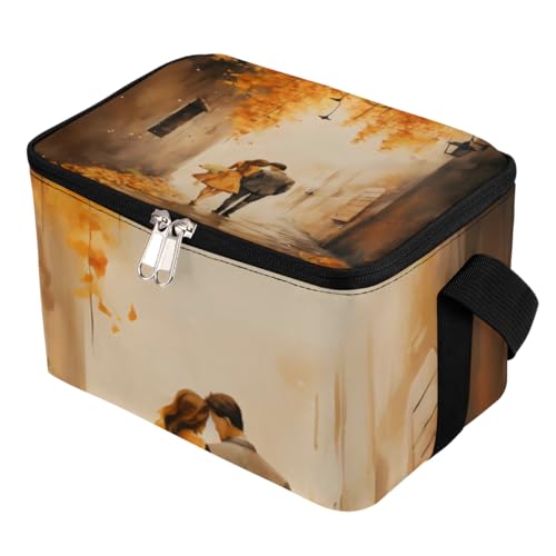 GzLeyigou Lunch Bags for Women Men 9 Cans,Lovers Dating Hot & Cold Food Delivery Bag Insulated Grocery Bag Insulated Lunch Box Fall Landscape Cooler Bag for Office Work Picnic Beach