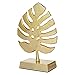 MyGift Brass Tone Metal Palm Leaf Modern Art Sculpture Decor, Monstera Plant Statue - Handcrafted in India