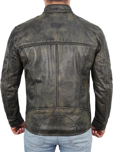 Image of Black Leather Jacket Men - Black Real Lambskin Mens Motorcycle Jacket