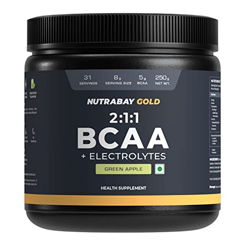 Nutrabay Gold BCAA 2:1:1 with Electrolytes - 5g Vegan BCAAs, Pre/Post Workout Energy Drink - 250g, Green Apple (B0C53NNVPS) Amazon Price History, Amazon Price Tracker