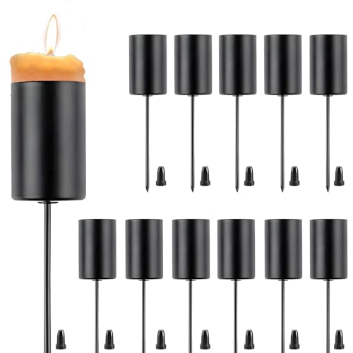 Niaciswe Portacandele a Forma di Corona Dell'Avvento Nero 12 Pezzi Corona Dell Avvento Porta Candele Candelabro a Cono Corona dell'Avvento Porta Candele da Tavolo in Metallo per Decorazione Natalizia