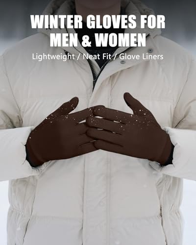 Image of Aegend Lightweight Winter Gloves for Men Women, Warm Running Gloves Touchscreen Thermal Glove Liners for Cold Weather Driving, Cycling & Hiking, Non-Slip, Elastic Cuff, Stretchy, Durable