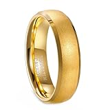 Whoiy Anillo grabado para parejas, anillo de tungsteno, 6 mm, cúpula, anillo de compromiso, arenado, bisutería de moda, anillos de parejas, plata/oro, talla 52-70, 62 (19.7), Tungsteno, Sin piedra