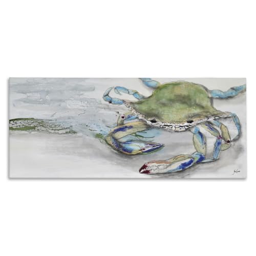 Crab Beach Shoreline Nautical, 10 x 24 Inch Canvas Wall Art