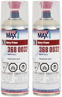 2 Cans SprayMax 3680032 2K Epoxy Rust Cure Primer Beige 14.1 oz Aerosol Spray C74155