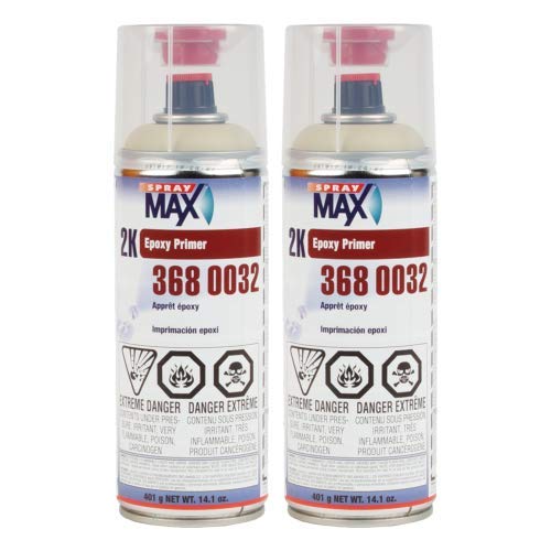Kit com 2 Primer Epóxi 2K SprayMax 3680032 para Tratamento de Ferrugem, Bege, Aerossol 360 mL