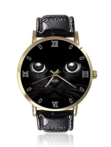 Cute Black Cat Fashion Simple Men Women Watches Casual Waterproof Quartz Watches Classic Business Leather Wrist Watch