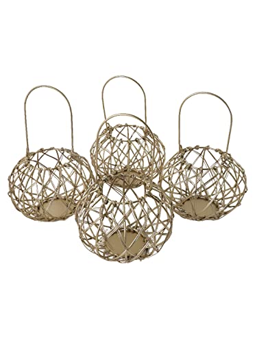 Craftvatika Metal Cage Round Tealight Candle Holder, Hanging Decorative Tea Light Candle Holder Iron Candle Holder For Home Decor Items Golden Color (1 Piece) #TOP5