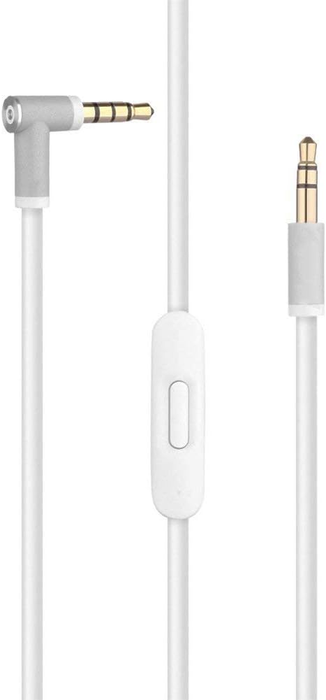 Replacement Audio Cable Cord Wire,with in line Microphone and Control Compatible for Beats by Dr Dre Headphones Solo Studio Pro Detox Mixr Executive Pill etc (White)