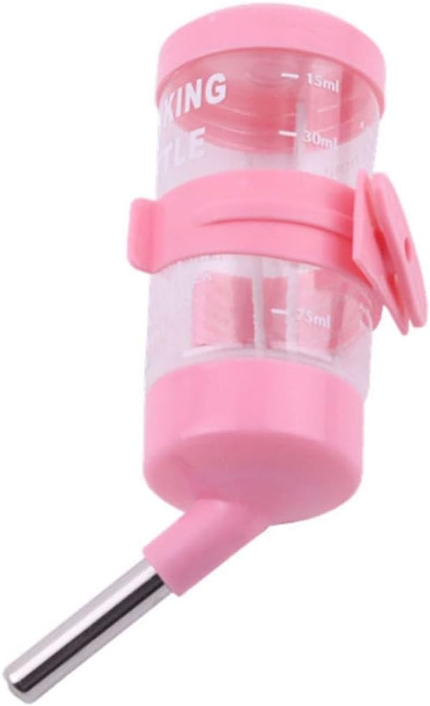 Hamster Water Bottle 80ML Leak-Proof Automatic Water Dispenser Bottle Roll Ball Drinking Fountain Pet Supplies for Squirrels, Hedgehogs, Small Animals (Pink, 80ML)