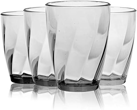 Vuisut Plastic Tumblers Acrylic Glasses Set of 4 Clear Kids Cups Unbreakable Reusable Stackable Glasses for Picnics BBQ Camping Parties and Everyday (Clear 13oz)
