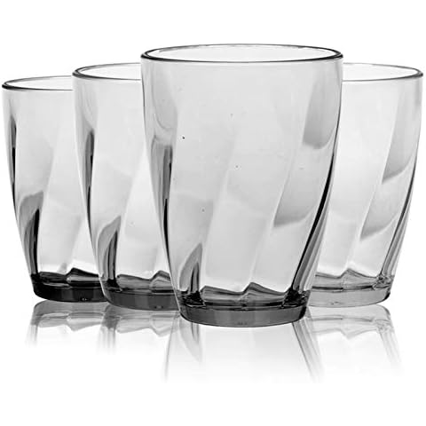 Vuisut Plastic Tumblers Acrylic Glasses Set of 4 Clear Kids Cups Unbreakable Reusable Stackable Glasses for Picnics BBQ Camping Parties and Everyday (Clear 13oz) Cover