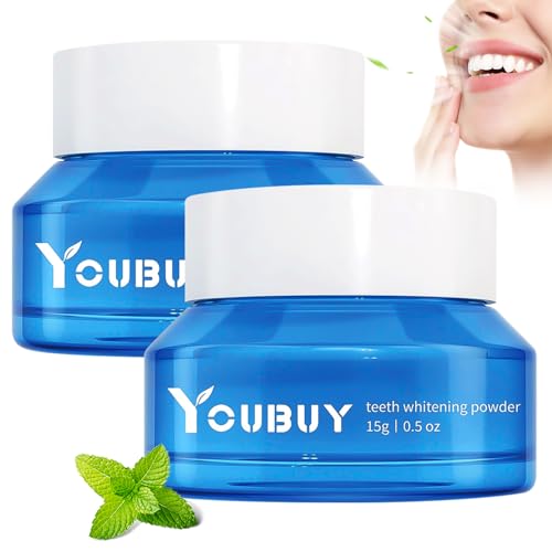 Teeth Whitening Powder, Natural Teeth Whitener, Teeth Whitening Powder Toothpaste, Instant Teeth Whitening and Stain Removal, Fresh Breath (2PCS)