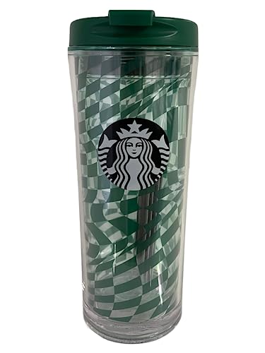Starbucks Plastic Tumbler Madison Grid Core 16oz Reusable Cup Grande, Green, 18.5 cm x 7 cm