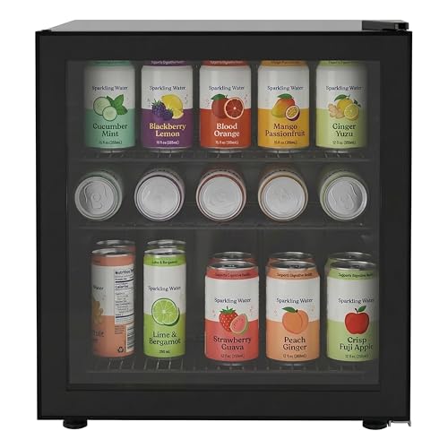 Image of Avanti 60-Can Beverage Center Refrigerator with Glass Door, Adjustable Shelves, Full Range Temperature Control 32F-50F, Black