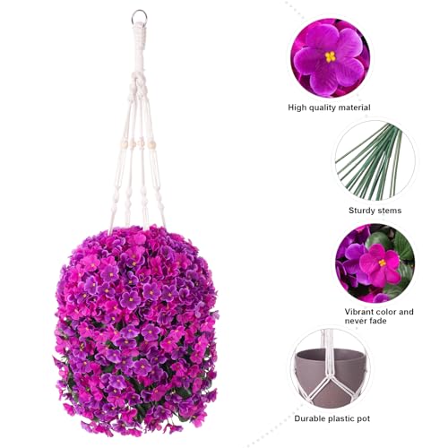 Artificial-Hanging-Flowers-Fake-Plants-Baskets-for-Outdoors-Spring-Decoration-4-PCS-Fuchsia-Long-Faux-Silk-Violet-Vines-Realistic-UV-Resistant-Look-Real-for-Front-Door-Porch-Patio-Balacony Artificial Hanging Flowers Fake Plants Baskets for Outdoors Spring Decoration 4 PCS Fuchsia Long Faux Silk Violet Vines Realistic UV Resistant Look Real for Front Door Porch Patio Balacony
