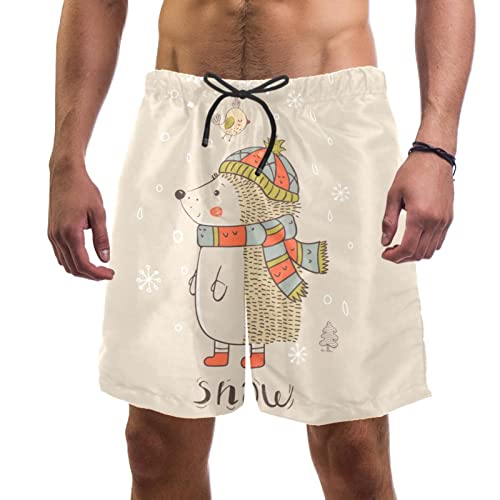 Maillots de bain pour hommes à séchage rapide avec motif hérisson de Noël confortable