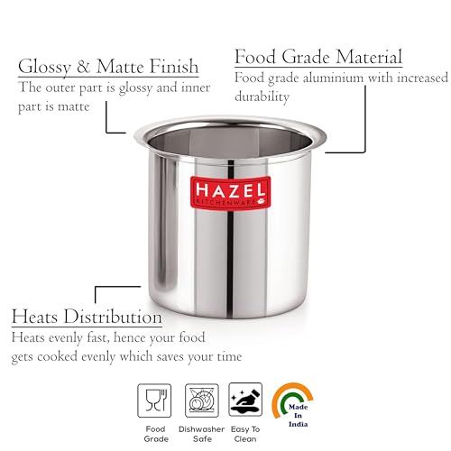 Image of HAZEL Steel Milk Pot Without Lid Set of 2 | 880 ml & 1250 ml Stainless Steel Milk Boiler Container | Milk Boiling Vessel Gunj for Kitchen, 2 Pc Set
