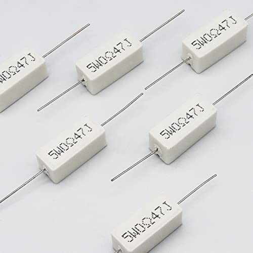Cement Resistor,10 Pcs 5W 0.47 Ohm 5% Axial Lead Wire Resistor White Wound Fixed Ceramic Cement Resistors Wirewound Cement Power Resistors Flame Heat Moisture Resistance Precharge Horizontal Resistors #TOP4