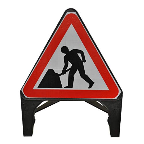 Image of Street Solutions UK - 750mm Road Q-Sign 'Men At Work' - Plastic with Folding Leg