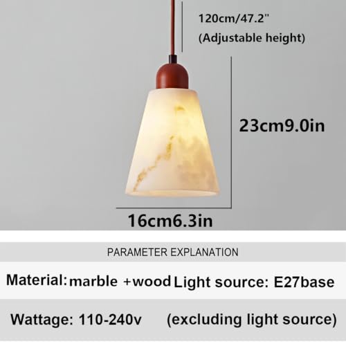 Lámpara colgante de mármol natural con textura triangular pulida a mano y base E27 5