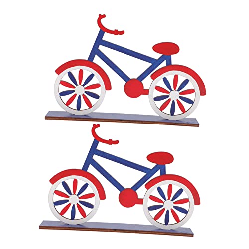 HOOTNEE 2pcs bicycle ornaments 4th of july decorations fourth of July table sign statue boys car toys independence day wooden decor bike decorations three-dimensional birthday present