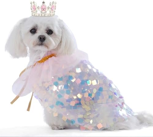 FLAdorepet Dog Princess Dress Costume with Rhinestones Crown,Pet ...