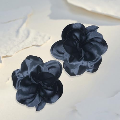 Image of 2Pack 6inch Extra Large Satin Brooches Lapel Pins Dainty Elegant Fabric Camellia Rose Flower Brooch Pin for Women Wedding Part Dance Clothes Accessories Jewelry