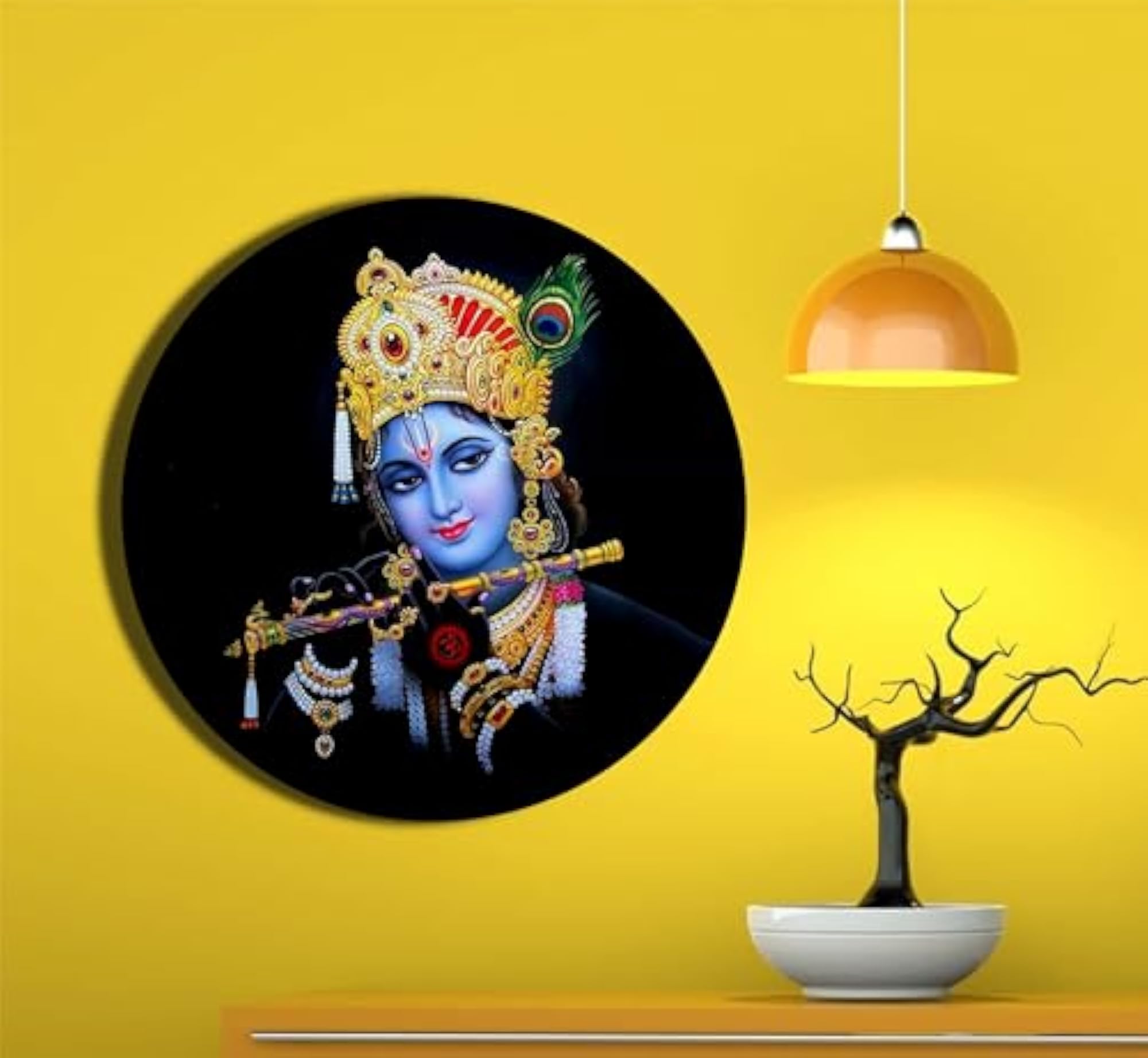 Decorative Ceramic Art Plate, Vasudeva Krishna Design, Gift