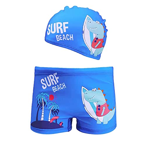 XIVISTO Bambino Pantaloncini Piscina con Cappello Ragazzo Protezione UV Costume da Bagno Shorts del Squalo 3D 3-11 Anni