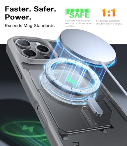 Image of TORRAS Magnetic Shockproof for iPhone 16 Pro Max Case, Fit for MagSafe Grey | 4X Military Grade Drop Tested, Translucent Slim Protective for iPhone 16 Pro Max Case, Anti Fingerprint, Anti Scratch, Grey