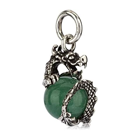 NKlaus 925 Silver Dragon Pendant with Aventurine Cover