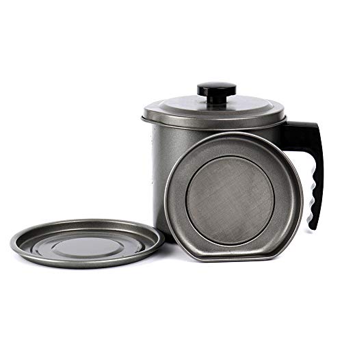 Ourokhome Bacon Grease Container Strainer- 5 Cup/1.3L Kitchen Oil Can For Used Cooking Oil, Fat And Frying Oil (Gray) #TOP1