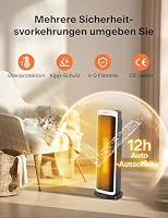 PELONIS Elektrischer Heizlüfter 2000W mit Fernbedienung, 3S Schnellheizung & ECO Modus, 75° Oszillation, Einstellbarer Thermostat (5-35°C), 8h Timer, Leise Keramikheizung für Schlafzimmer – Ansicht 7