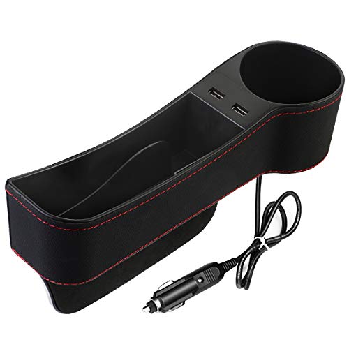 Seggiolino Auto Crevice Scatola Portaoggetti Organizer Bambino per Sedile Auto con Doppio Porta di ricarica USB per Telefoni Cellulari, Chiavi, Carte, Portafogli