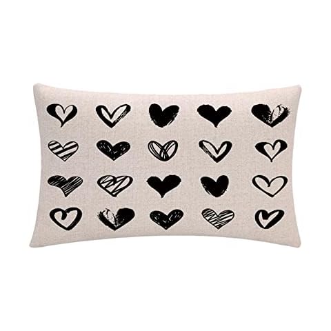 Happy Valentine's Day Pillow Cover Love Heart Valentine's Day Decorations Rectangular/Waist Cushion Cover Romantic Gift Anniversary Wedding Holiday Pillowcases 12”x20”,for Sofa Bed Patio Cover