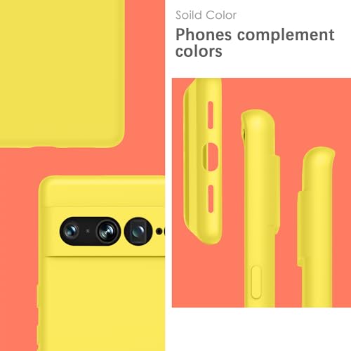 Image of YATWIN Silicone Back Case for Google Pixel 7 Pro, Soft-Touch Phone Back Cover for Google Pixel 7 Pro - Yellow